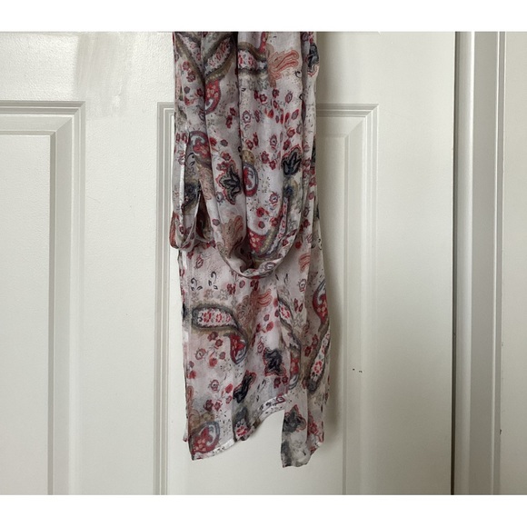 Lovely paisley scarf in blues and reds on a white background. - Picture 3 of 4